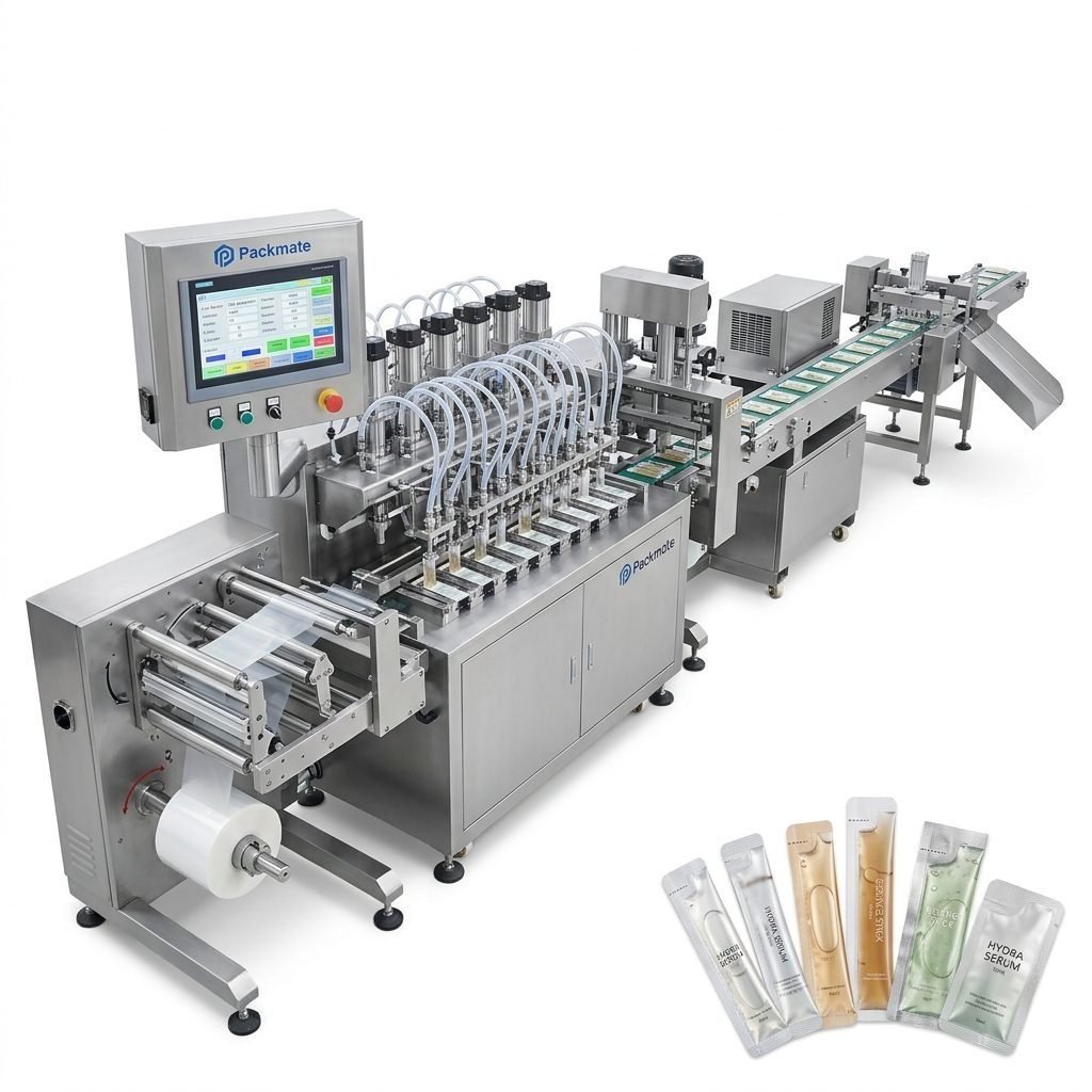 Automated Multi-Lane Serum Packaging Line for Precise Sachet and Stick Pack Filling