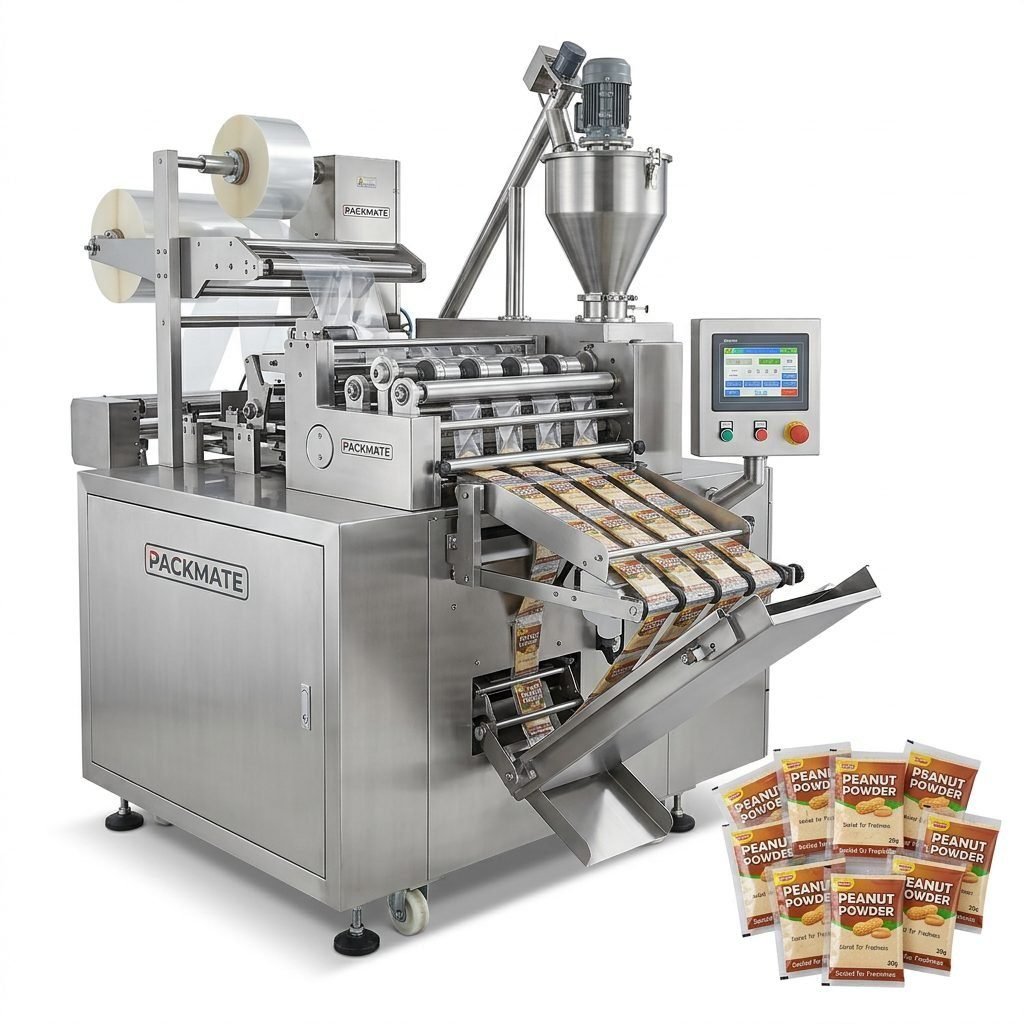 High speed multi-lane automated sachet packaging machine for powder products